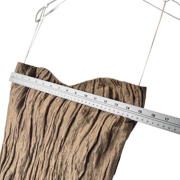 Max Mara Strapless Crinkle Column mini Dress Taupe Textured Strapless Gown US 6 - Picture 7 of 9